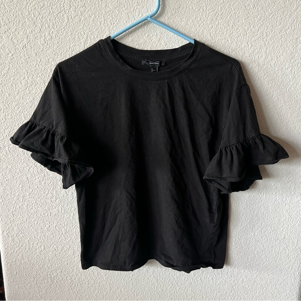 Black Ruffled Tee